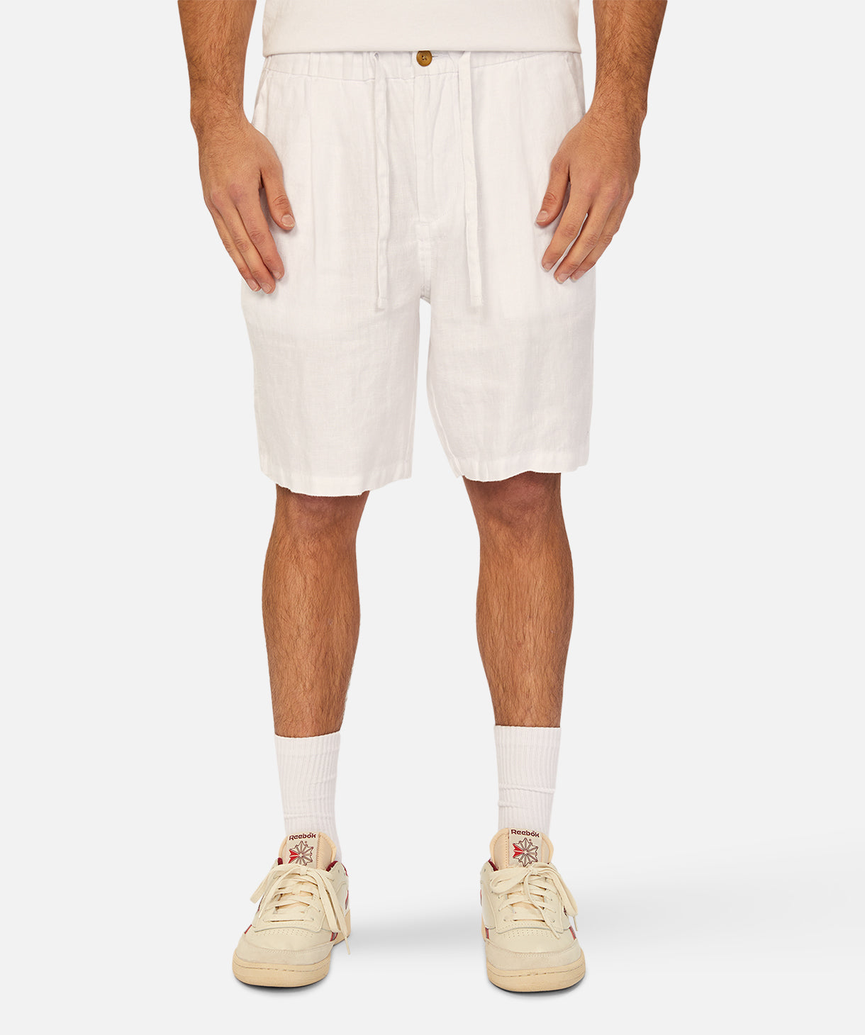 Mens white capri on sale shorts