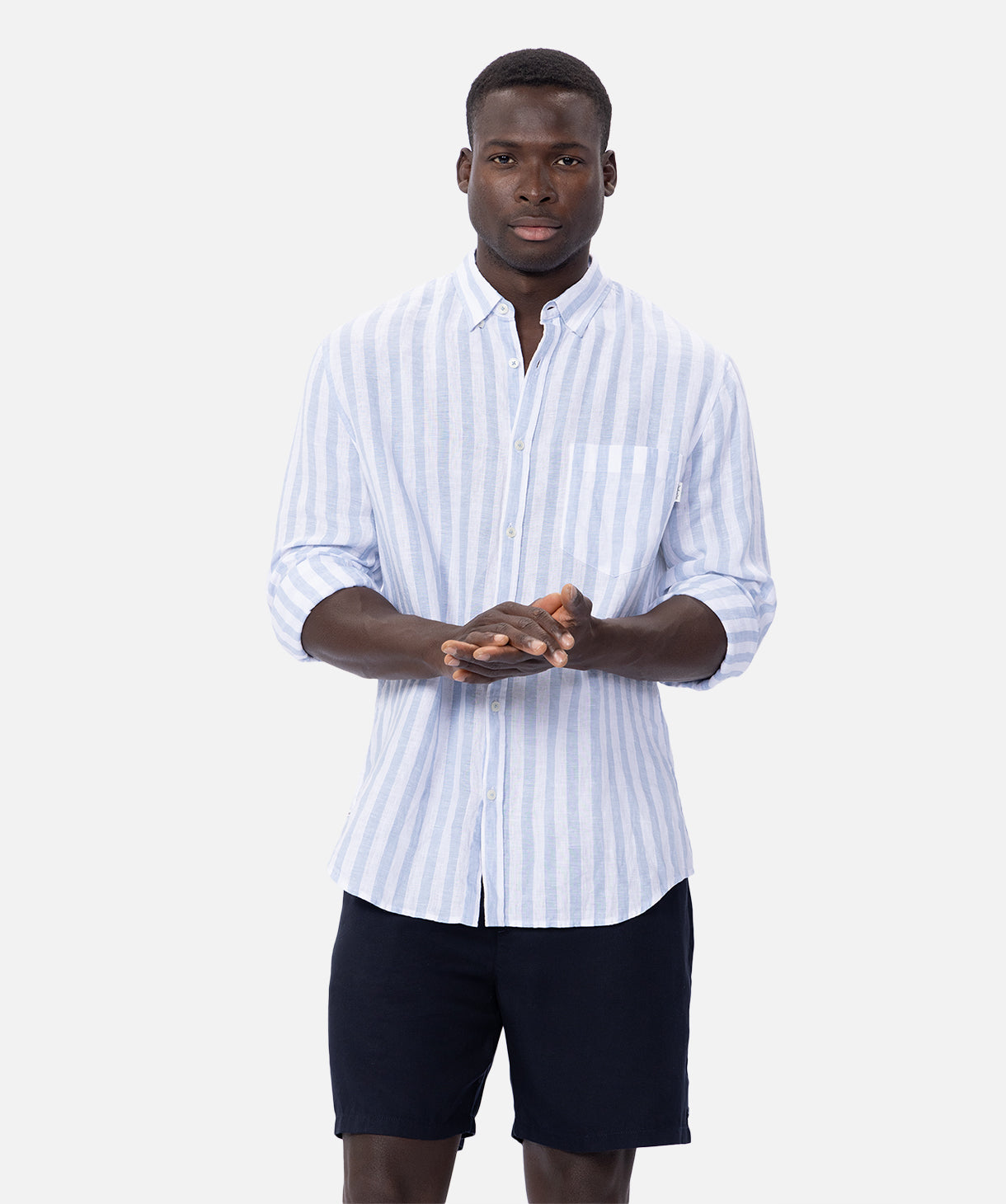 The Genova Linen L/s Shirt - Blue/White – Industrie Clothing Pty Ltd