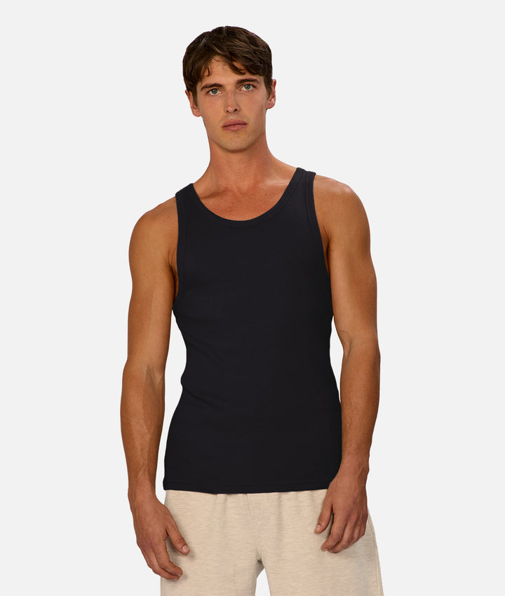 The Brando Ribbed Singlet - Black