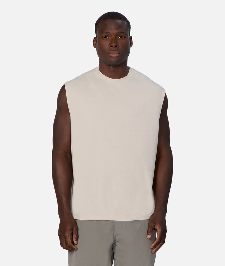 The Freeman Sleeveless Tee - Stone